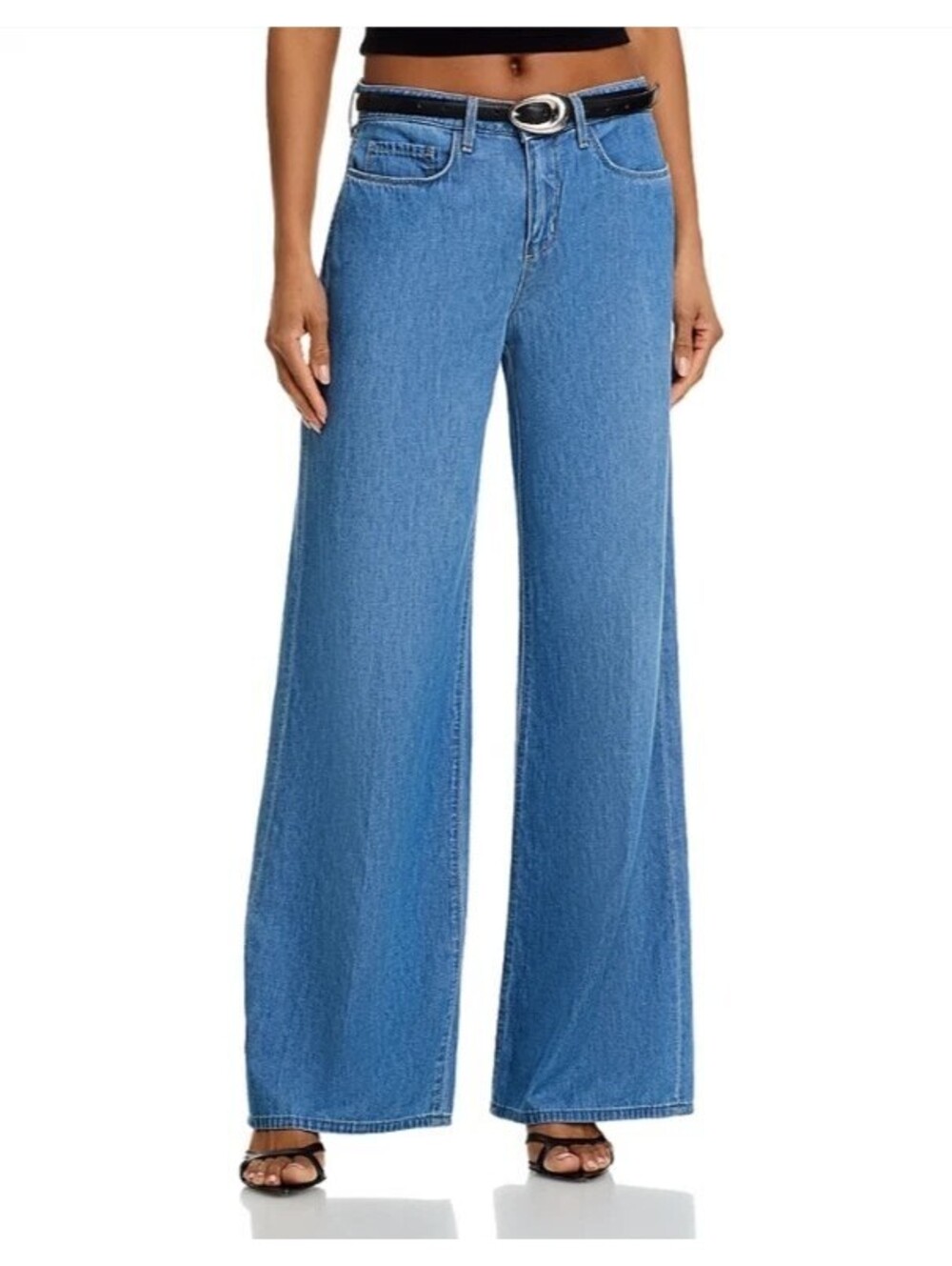 295$ L'Agence Alicent Sneaker Wide Leg Jeans High Rise Size 26 Stokes Blue